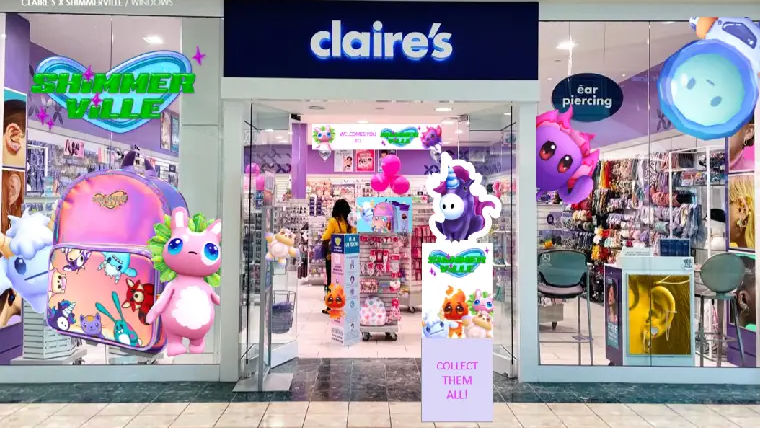 Claire’s jewelry display with earrings and necklaces